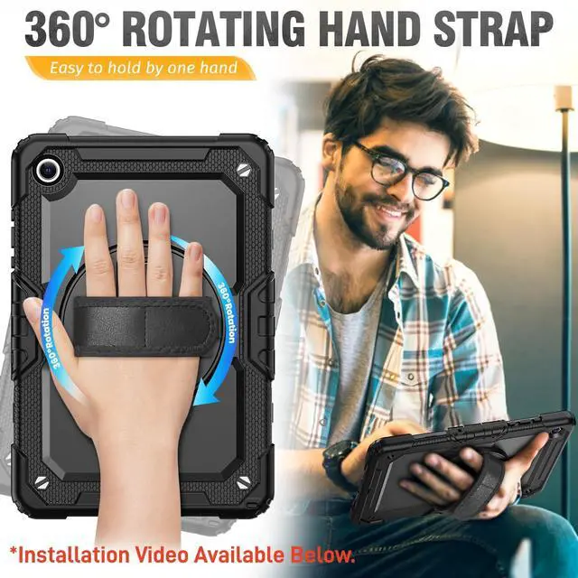Alt view image 3 of 7 - Case for Samsung Galaxy Tab A11+ Plus /A9+ 11 Inch, Protective with Screen Protector/Hand Strap/Pen Holder, Shockproof Samsung A11 Plus Tablet Case 5G, SM-X230 SM-X236 SM-X238U - Black