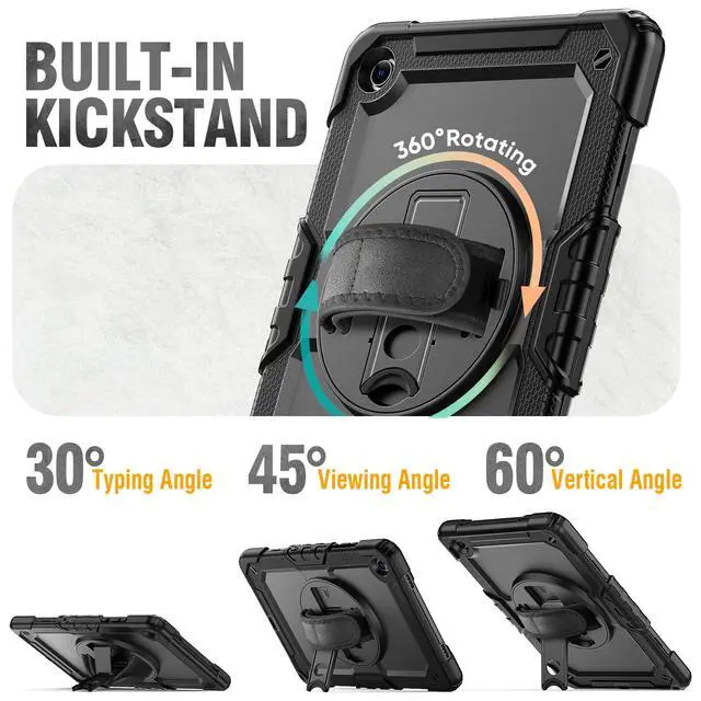 Alt view image 4 of 7 - Case for Samsung Galaxy Tab A11+ Plus /A9+ 11 Inch, Protective with Screen Protector/Hand Strap/Pen Holder, Shockproof Samsung A11 Plus Tablet Case 5G, SM-X230 SM-X236 SM-X238U - Black