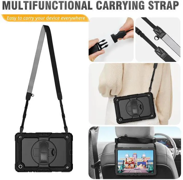 Alt view image 5 of 7 - Case for Samsung Galaxy Tab A11+ Plus /A9+ 11 Inch, Protective with Screen Protector/Hand Strap/Pen Holder, Shockproof Samsung A11 Plus Tablet Case 5G, SM-X230 SM-X236 SM-X238U - Black