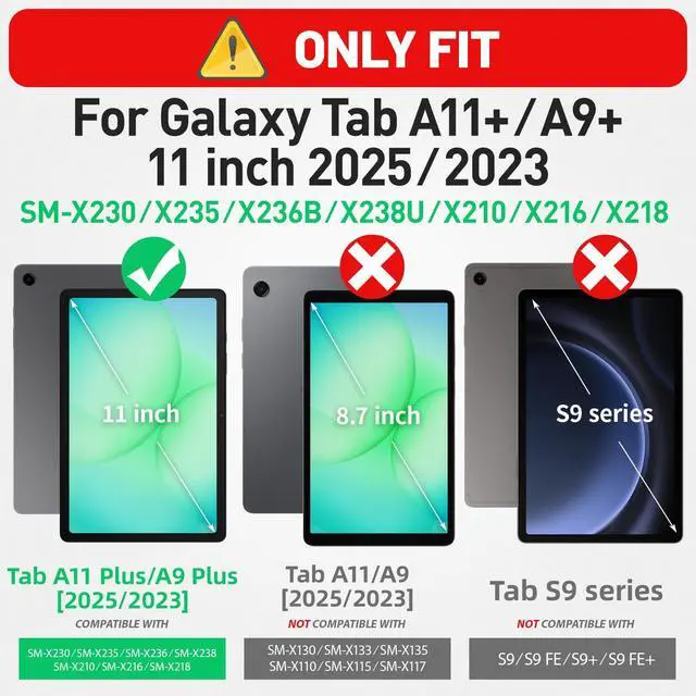 Alt view image 7 of 7 - Case for Samsung Galaxy Tab A11+ Plus /A9+ 11 Inch, Protective with Screen Protector/Hand Strap/Pen Holder, Shockproof Samsung A11 Plus Tablet Case 5G, SM-X230 SM-X236 SM-X238U - Black