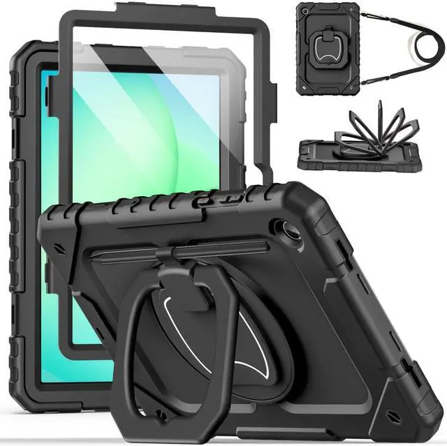 Main image of Case for Samsung Galaxy Tab A11 Plus 11 Inch 2026 (SM-X230/X236/X238), Shockproof Case for Tab A11+ with Screen Protector/Rotating Stand/Pen Holder/Shoulder Strap, Black