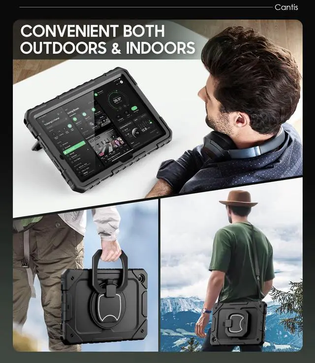 Alt view image 7 of 7 - Case for Samsung Galaxy Tab A11 Plus 11 Inch 2026 (SM-X230/X236/X238), Shockproof Case for Tab A11+ with Screen Protector/Rotating Stand/Pen Holder/Shoulder Strap, Black