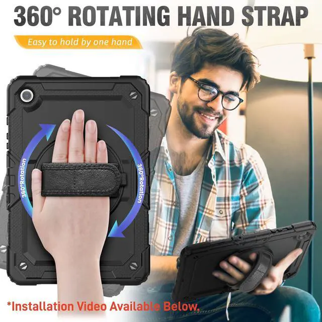 Alt view image 3 of 7 - Case for Samsung Galaxy Tab A9+ Plus / A11+ Plus 11 Inch, Protective with Screen Protector/Hand Strap/Pen Holder, Shockproof for Samsung A9 Plus Tablet Case SM-X210 SM-X218 SM-X230 - Black