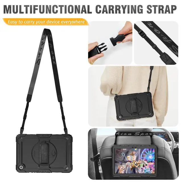 Alt view image 6 of 7 - Case for Samsung Galaxy Tab A9+ Plus / A11+ Plus 11 Inch, Protective with Screen Protector/Hand Strap/Pen Holder, Shockproof for Samsung A9 Plus Tablet Case SM-X210 SM-X218 SM-X230 - Black