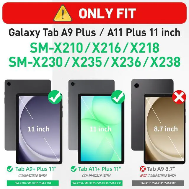Alt view image 7 of 7 - Case for Samsung Galaxy Tab A9+ Plus / A11+ Plus 11 Inch, Protective with Screen Protector/Hand Strap/Pen Holder, Shockproof for Samsung A9 Plus Tablet Case SM-X210 SM-X218 SM-X230 - Black