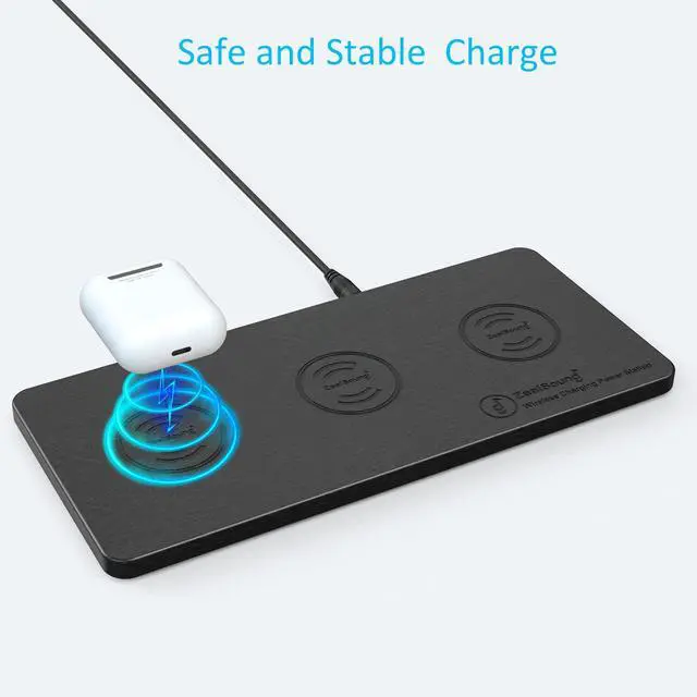 Alt view image 4 of 7 - Wireless Charging Pad, 3 in 1 Charger Mat for iPhone, Samsung Galaxy, Pixel, AirPods & Galaxy Buds, 24W Adapter Included, Ultra Slim, Case Friendly, PU Leather, for Home Office & Travel