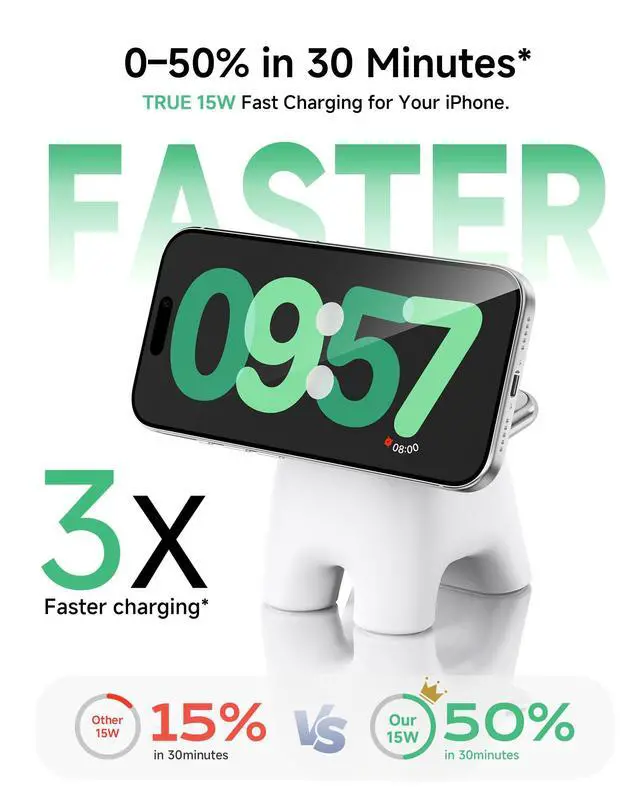 Alt view image 2 of 7 - Foldable Wireless Charging Station, 15W Magnetic Fast Charger Stand for iPhone 17 16 15 14 13 12 Pro Max&Apple Watch&Airpods, 2-in-1 Charger for Home/Office/Travel(30W Adapter Included)