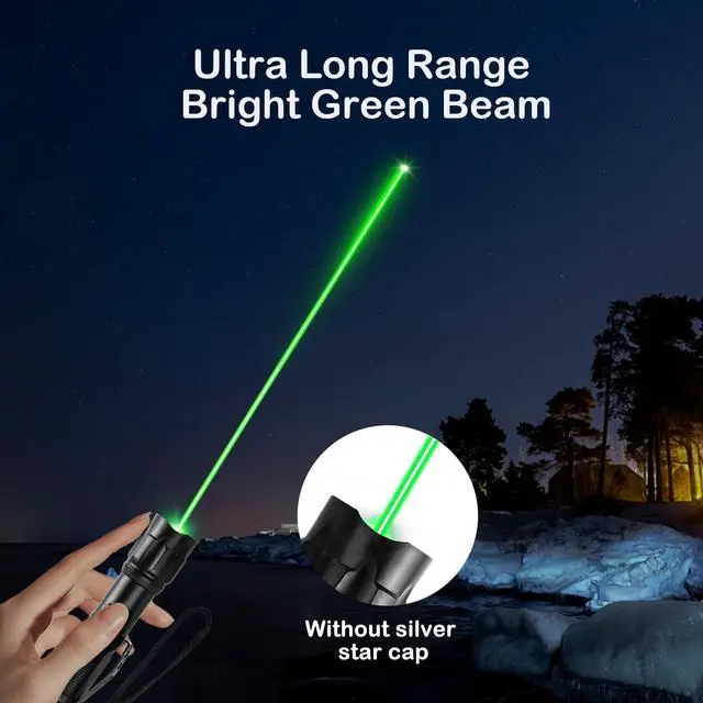 Alt view image 2 of 6 - Green Light Flashlight Rechargeable, Long Range Adjustable Focus Tactical Beam for Outdoor Journeys, Camping, Presentations, TV/LED/LCD Screens, and Stargazing
