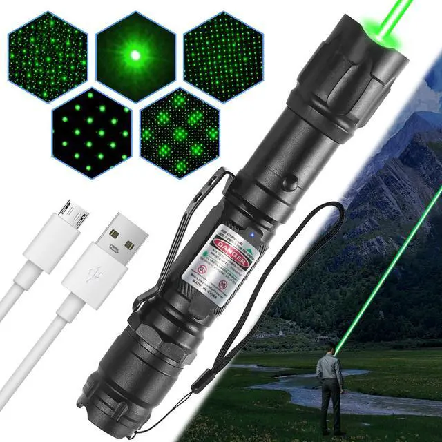 Main image of Green Light Flashlight Rechargeable, Long Range Adjustable Focus Tactical Beam for Outdoor Journeys, Camping, Presentations, TV/LED/LCD Screens, and Stargazing