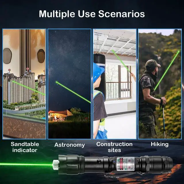 Alt view image 6 of 6 - Green Light Flashlight Rechargeable, Long Range Adjustable Focus Tactical Beam for Outdoor Journeys, Camping, Presentations, TV/LED/LCD Screens, and Stargazing