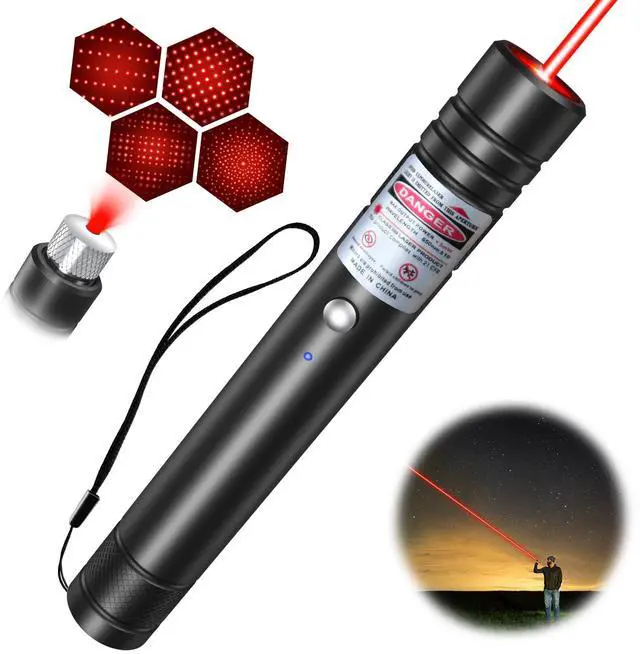 Main image of Red Light Flashlight, Long Distance USB Rechargeable Tactical Beam with Star Cap Adjustable Effect for Outdoor Journeys, Presentations, TV/LED/LCD Screens, and Stargazing