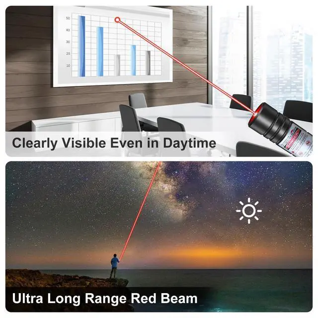 Alt view image 2 of 6 - Red Light Flashlight, Long Distance USB Rechargeable Tactical Beam with Star Cap Adjustable Effect for Outdoor Journeys, Presentations, TV/LED/LCD Screens, and Stargazing