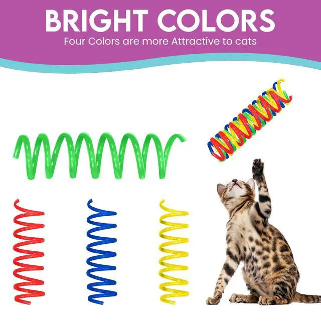 Alt view image 5 of 7 - Colorful Springs Cat Toys 3" Bouncy Coils for Indoor Cats & Kittens to Swat, Chase & Bite, Safe Lightweight Plastic, Interactive Enrichment Toys, 10-Pack Multi-Color