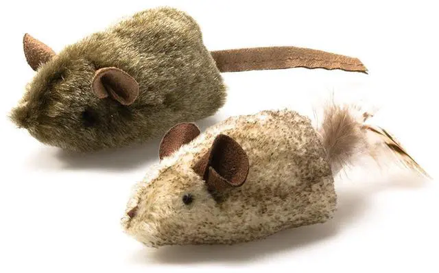 Main image of Play-N-Squeak Twice the Mice Cat Toy, 2pc (Interactive Catnip Toy, Real Mouse Electronic Sound)