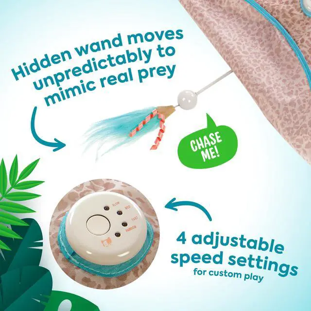 Alt view image 2 of 7 - Hidden Hijinks Toy for Indoor Cats & Kittens, Electronic Interactive Motion Toy, Featuring Teaser Wand, Plus Replaceable Batteries Included
