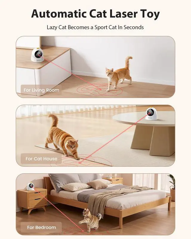Alt view image 2 of 7 - Auto Laser Cat Toy - Random Motion Track, Magnetic 360° Base, Run Quiet,Rechargeable with 1000mAh Battery, Auto Sleep & 3 Speed Modes, Safe for Cats,Interactive Cat Gifts Toys for Bored Indoor