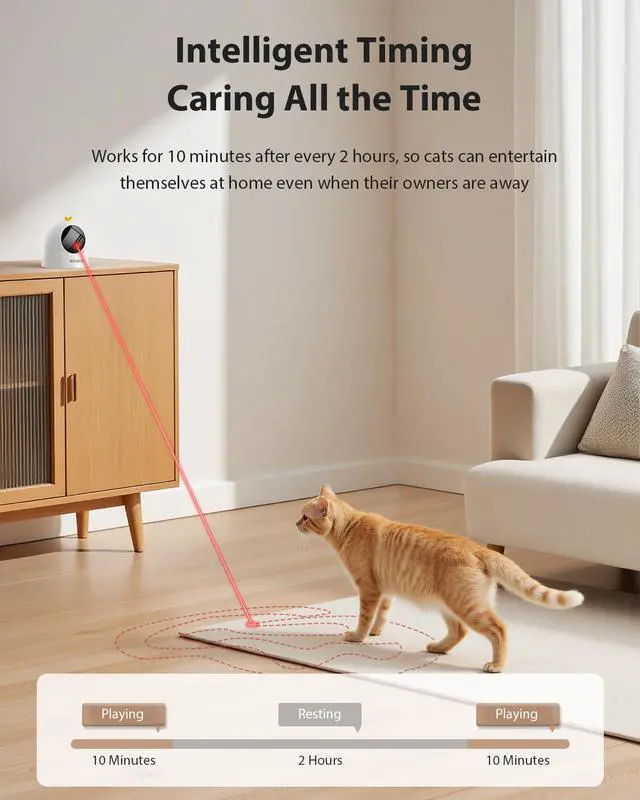 Alt view image 3 of 7 - Auto Laser Cat Toy - Random Motion Track, Magnetic 360° Base, Run Quiet,Rechargeable with 1000mAh Battery, Auto Sleep & 3 Speed Modes, Safe for Cats,Interactive Cat Gifts Toys for Bored Indoor