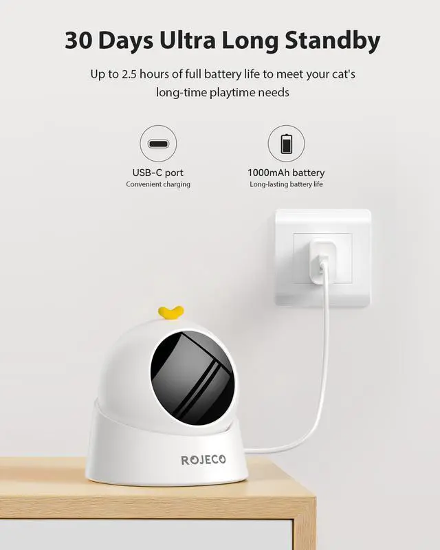 Alt view image 7 of 7 - Auto Laser Cat Toy - Random Motion Track, Magnetic 360° Base, Run Quiet,Rechargeable with 1000mAh Battery, Auto Sleep & 3 Speed Modes, Safe for Cats,Interactive Cat Gifts Toys for Bored Indoor