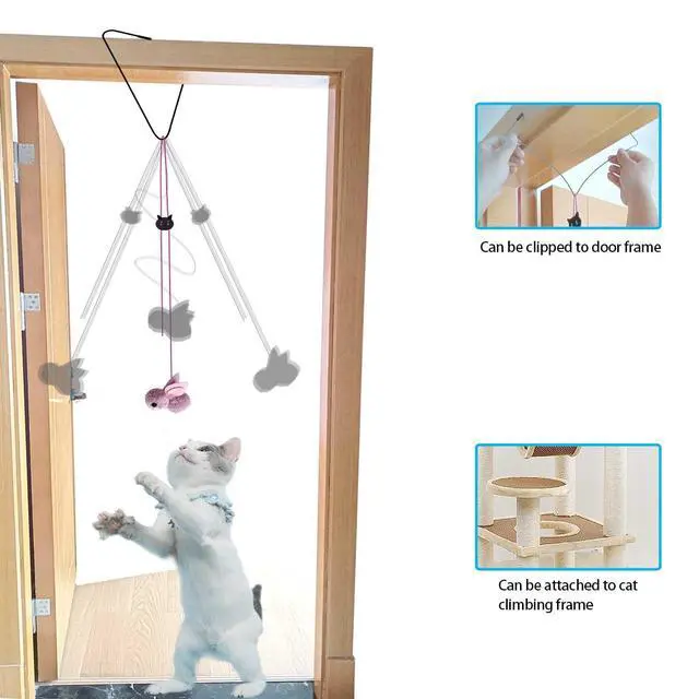 Alt view image 3 of 6 - Cat Toys Interactive for Indoor Cats,2PCS Retractable Cat Wand,9PCS Teaser Toys&1PCS Hanging Door Lure Kitten Toy,Interactive Feather Toy for Teaser Play and Chase Exercise with Kitten