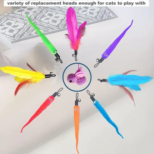 Alt view image 2 of 6 - Cat Toys Interactive for Indoor Cats,2PCS Retractable Cat Wand,9PCS Teaser Toys&1PCS Hanging Door Lure Kitten Toy,Interactive Feather Toy for Teaser Play and Chase Exercise with Kitten