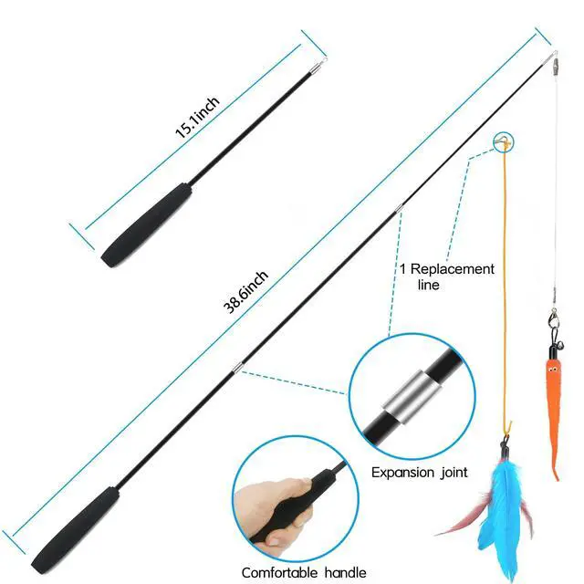 Alt view image 5 of 6 - Cat Toys Interactive for Indoor Cats,2PCS Retractable Cat Wand,9PCS Teaser Toys&1PCS Hanging Door Lure Kitten Toy,Interactive Feather Toy for Teaser Play and Chase Exercise with Kitten
