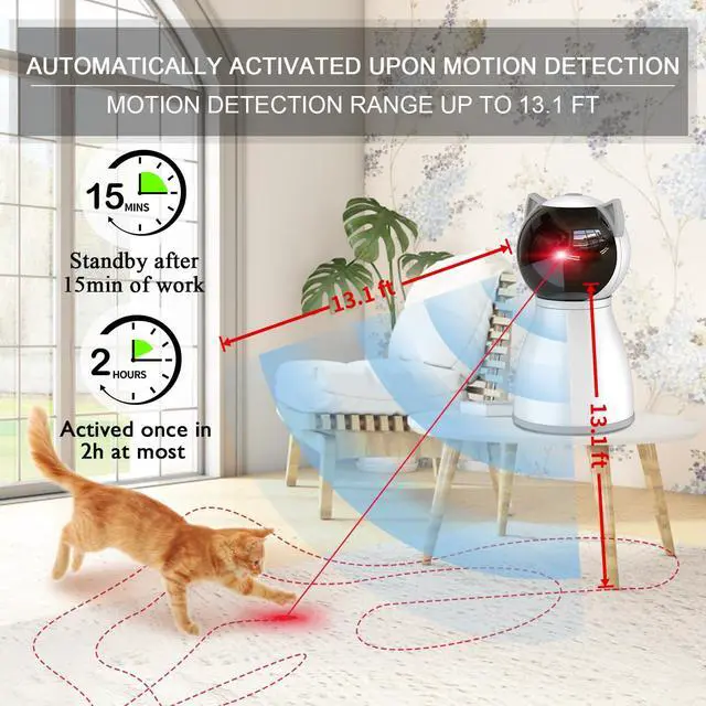 Alt view image 3 of 6 - Cat Toys Laser for Indoor Cats,The 4th Generation Real Random Trajectory Motion Activated Rechargeable Automatic Cat Laser Toy,Interactive Cat Toys for Bored Indoor Cats/Kittens