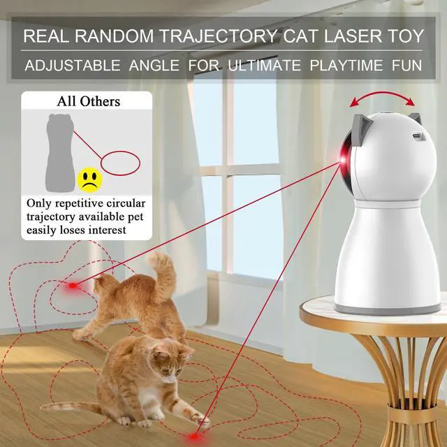 Alt view image 2 of 6 - Cat Toys Laser for Indoor Cats,The 4th Generation Real Random Trajectory Motion Activated Rechargeable Automatic Cat Laser Toy,Interactive Cat Toys for Bored Indoor Cats/Kittens