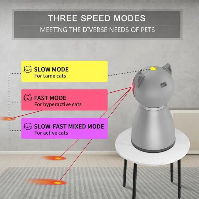 Alt view image 5 of 6 - Laser Cat Toys for Indoor Cats,The 4th Generation Real Random Trajectory Motion Activated Rechargeable Automatic Cat Laser Toy,Interactive Cat Toys for Bored Indoor Cats/Kittens (Gray)