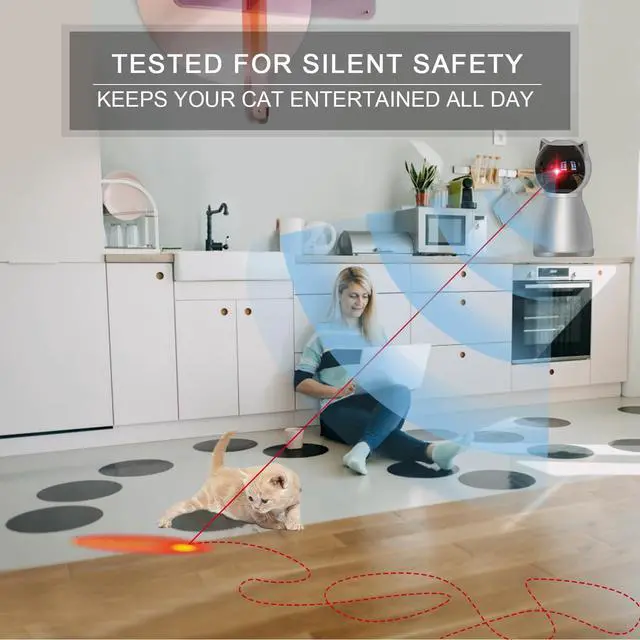 Alt view image 6 of 6 - Laser Cat Toys for Indoor Cats,The 4th Generation Real Random Trajectory Motion Activated Rechargeable Automatic Cat Laser Toy,Interactive Cat Toys for Bored Indoor Cats/Kittens (Gray)