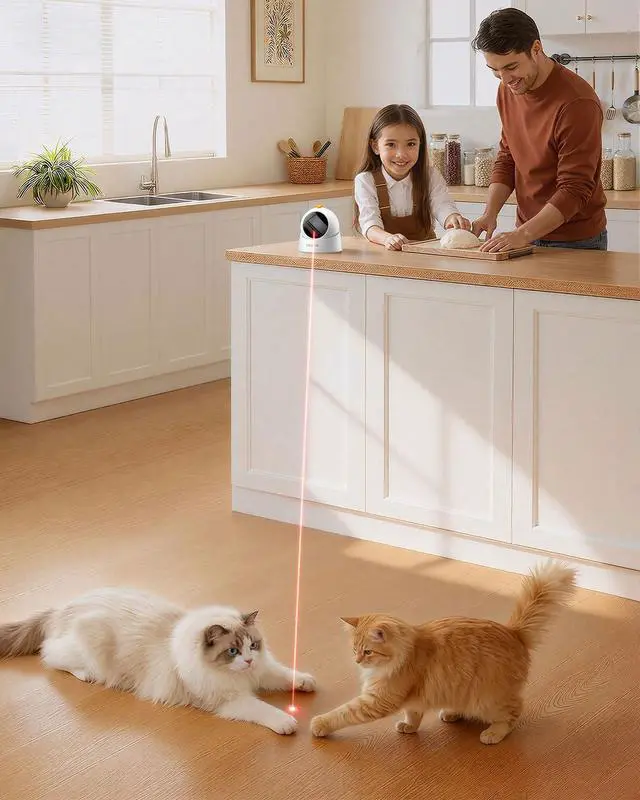 Alt view image 3 of 7 - Auto Laser Cat Toys for Indoor Cats,Upgraded Interactive Cat Toy with Magnetic Base,3 Speed Modes & Auto Sleep,Rechargeable Interactive Cat Toys for Bored Indoor