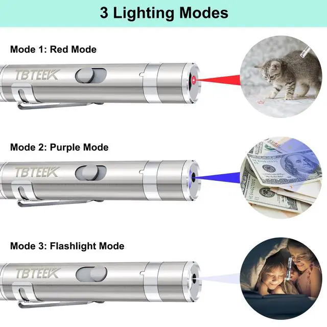 Alt view image 3 of 7 - Cat Toys, Rechargeable, 3 Light Modes & 5 Fun Patterns, Portable Interactive Kitten Pet Dog Cat Mouse Toy for Fun Chase Play Exercise