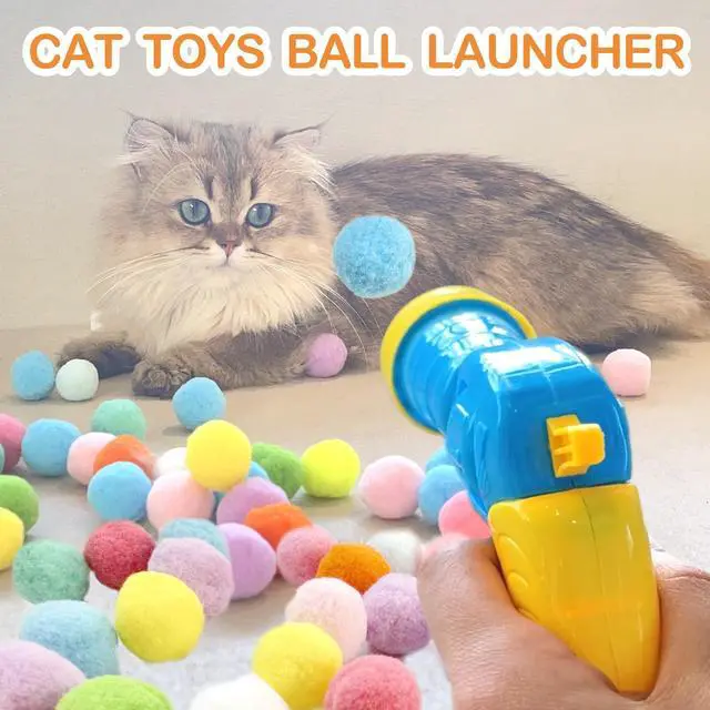Alt view image 2 of 7 - Cat Ball Toy Launcher Gun,Cat Balls Fetch Toy,30Pcs Plush Fuzzy Balls Launcher Cat Toy for Cats with 1 Gun,Funny Interactive Cat Toys for Bored Indoor Adult Cats,Cute Kitten Kitty Toys