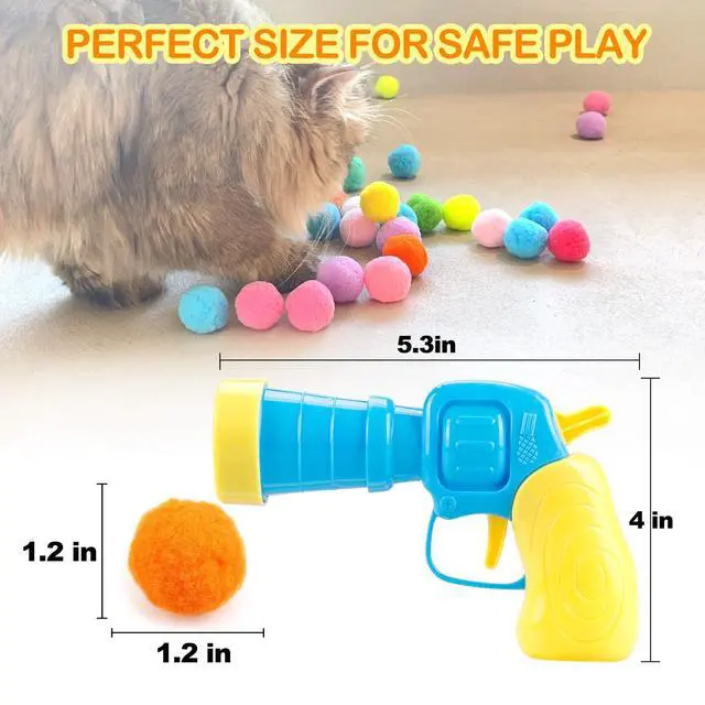 Alt view image 4 of 7 - Cat Ball Toy Launcher Gun,Cat Balls Fetch Toy,30Pcs Plush Fuzzy Balls Launcher Cat Toy for Cats with 1 Gun,Funny Interactive Cat Toys for Bored Indoor Adult Cats,Cute Kitten Kitty Toys