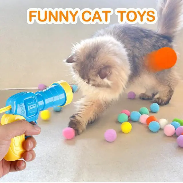 Alt view image 7 of 7 - Cat Ball Toy Launcher Gun,Cat Balls Fetch Toy,30Pcs Plush Fuzzy Balls Launcher Cat Toy for Cats with 1 Gun,Funny Interactive Cat Toys for Bored Indoor Adult Cats,Cute Kitten Kitty Toys