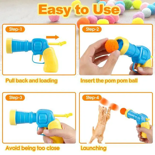 Alt view image 6 of 7 - Cat Ball Toy Launcher Gun,Cat Balls Fetch Toy,30Pcs Plush Fuzzy Balls Launcher Cat Toy for Cats with 1 Gun,Funny Interactive Cat Toys for Bored Indoor Adult Cats,Cute Kitten Kitty Toys