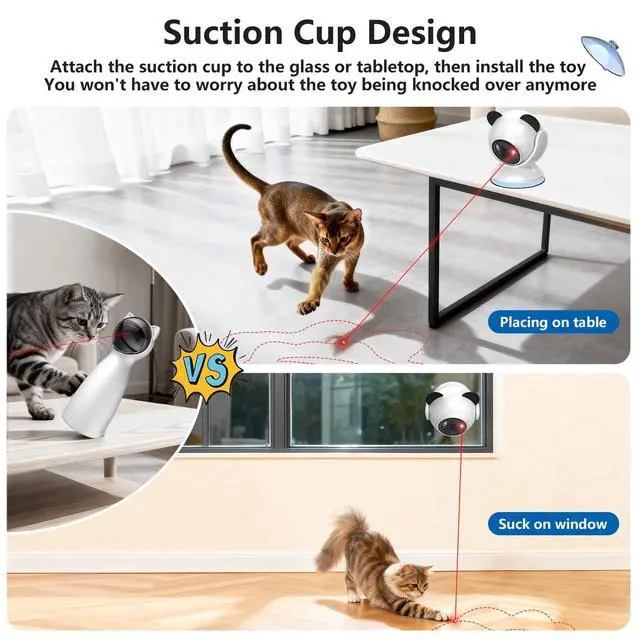 Alt view image 3 of 7 - Laser Cat Toys for Indoor Cats, Truly Random Trjajectory, Suction Cup Design, Run Quiet, Interactive Cat Toy Automatic