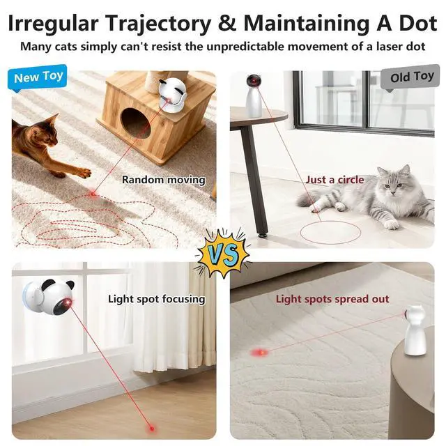 Alt view image 4 of 7 - Laser Cat Toys for Indoor Cats, Truly Random Trjajectory, Suction Cup Design, Run Quiet, Interactive Cat Toy Automatic