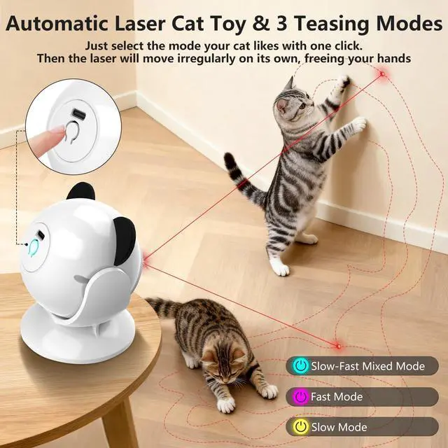 Alt view image 5 of 7 - Laser Cat Toys for Indoor Cats, Truly Random Trjajectory, Suction Cup Design, Run Quiet, Interactive Cat Toy Automatic