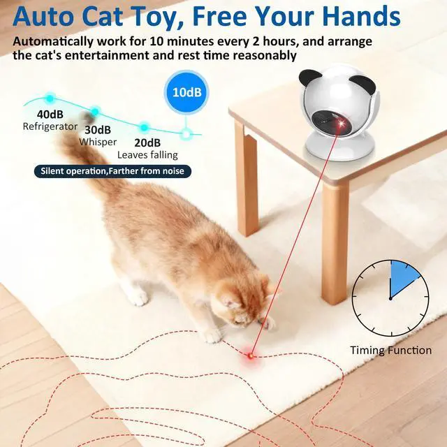 Alt view image 2 of 7 - Laser Cat Toys for Indoor Cats, Automatic Cat Laser Toy with Random Trajectory, Suction Cup Design, Run Quiet, USB Rechargeable