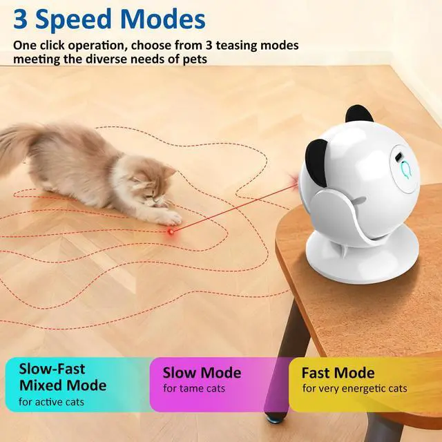 Alt view image 6 of 7 - Laser Cat Toys for Indoor Cats, Automatic Cat Laser Toy with Random Trajectory, Suction Cup Design, Run Quiet, USB Rechargeable