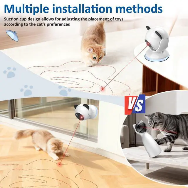 Alt view image 3 of 7 - Laser Cat Toys for Indoor Cats, Automatic Cat Laser Toy with Random Trajectory, Suction Cup Design, Run Quiet, USB Rechargeable