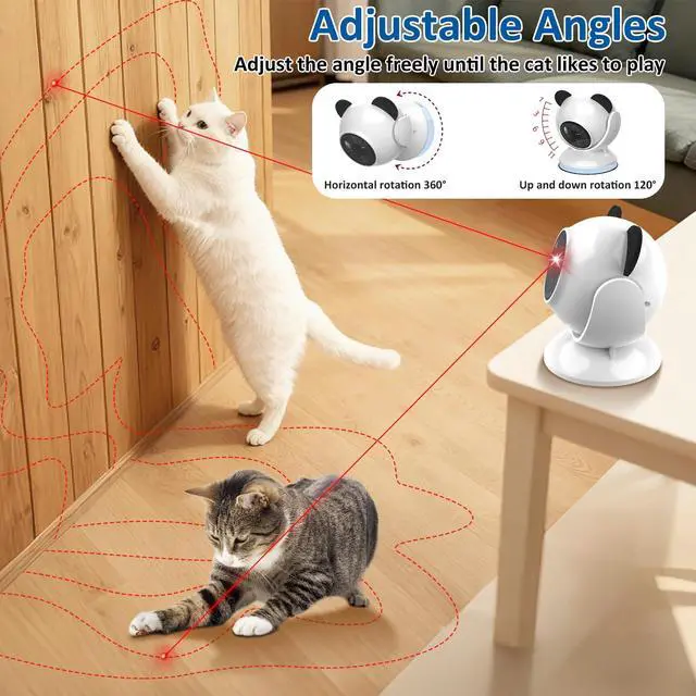 Alt view image 5 of 7 - Laser Cat Toys for Indoor Cats, Automatic Cat Laser Toy with Random Trajectory, Suction Cup Design, Run Quiet, USB Rechargeable