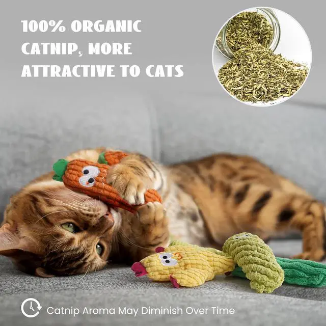 Alt view image 6 of 7 - Cat Toys for Indoor Cats, 100% Pure Organic Catnip-Filled Toys Without Cotton, Interactive Cactus Kitten Toy for Anxiety Relief, Soft Cute Teething &Chew Toys, 5 Pack