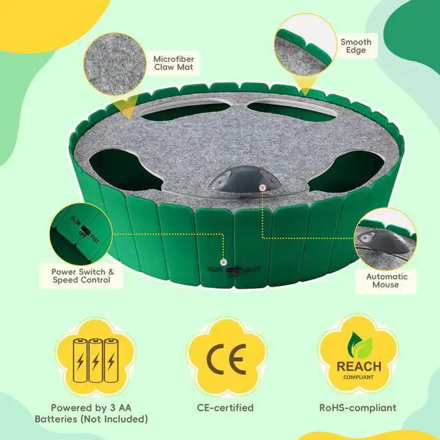 Alt view image 5 of 7 - Interactive Cat Toy with Running Mouse, Electronic Motion Cat Toy Automatic Teaser for Indoor Cats, Pop and Play Hide Seek Cat Toys Hunting Mouse for Pet Cat Kitten Play Fun Exercise, Green