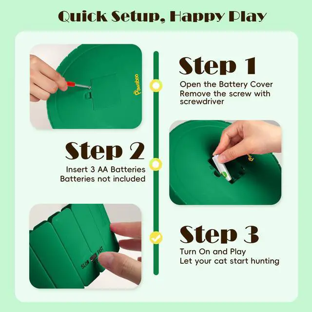 Alt view image 7 of 7 - Interactive Cat Toy with Running Mouse, Electronic Motion Cat Toy Automatic Teaser for Indoor Cats, Pop and Play Hide Seek Cat Toys Hunting Mouse for Pet Cat Kitten Play Fun Exercise, Green