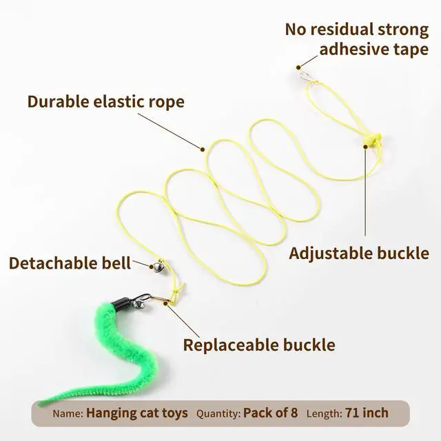 Alt view image 6 of 6 - Interactive Cat Toys, 8 Assorted Teaser Refills, 3 Indoor Cat Hanging Toy and 1 Interactive Wand Suitable for Indoor Cats