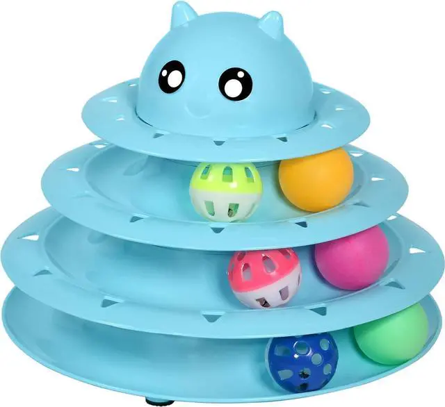 Main image of Cat Toy Roller 3-Level Turntable Cat Toys Balls with Six Colorful Balls Interactive Kitten Fun Mental Physical Exercise Puzzle Kitten Toys