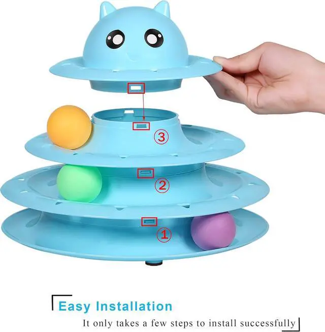 Alt view image 3 of 7 - Cat Toy Roller 3-Level Turntable Cat Toys Balls with Six Colorful Balls Interactive Kitten Fun Mental Physical Exercise Puzzle Kitten Toys