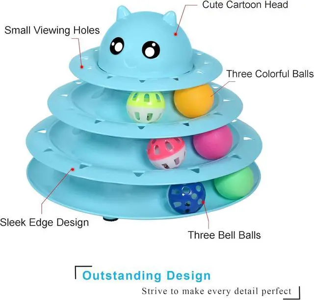 Alt view image 4 of 7 - Cat Toy Roller 3-Level Turntable Cat Toys Balls with Six Colorful Balls Interactive Kitten Fun Mental Physical Exercise Puzzle Kitten Toys