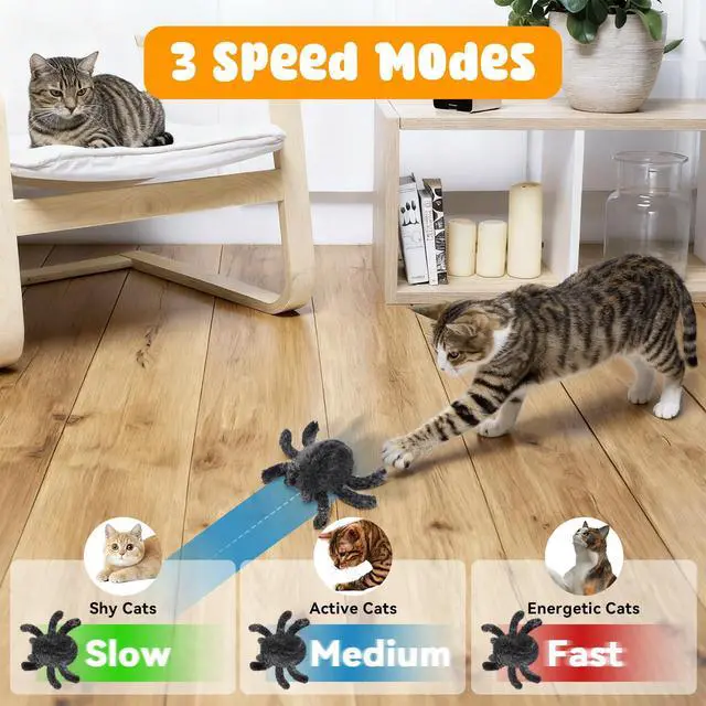 Alt view image 3 of 6 - Cat Toys Interactive Remote Control Cat Toy Horror Spider Moving Cat Toy 2 Modes Interactive Cat Toys for Indoor Cats with 3 Speeds